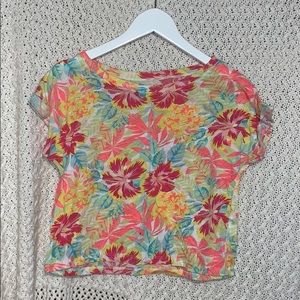 Neon floral cropped tee